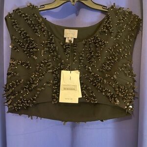 Maiyet Elegant Black Embellished Crop Top
